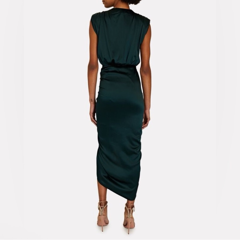 Veronica Beard Casela Silk Rouched Sleeveless Dress in Green Size 6 - Picture 3 of 12